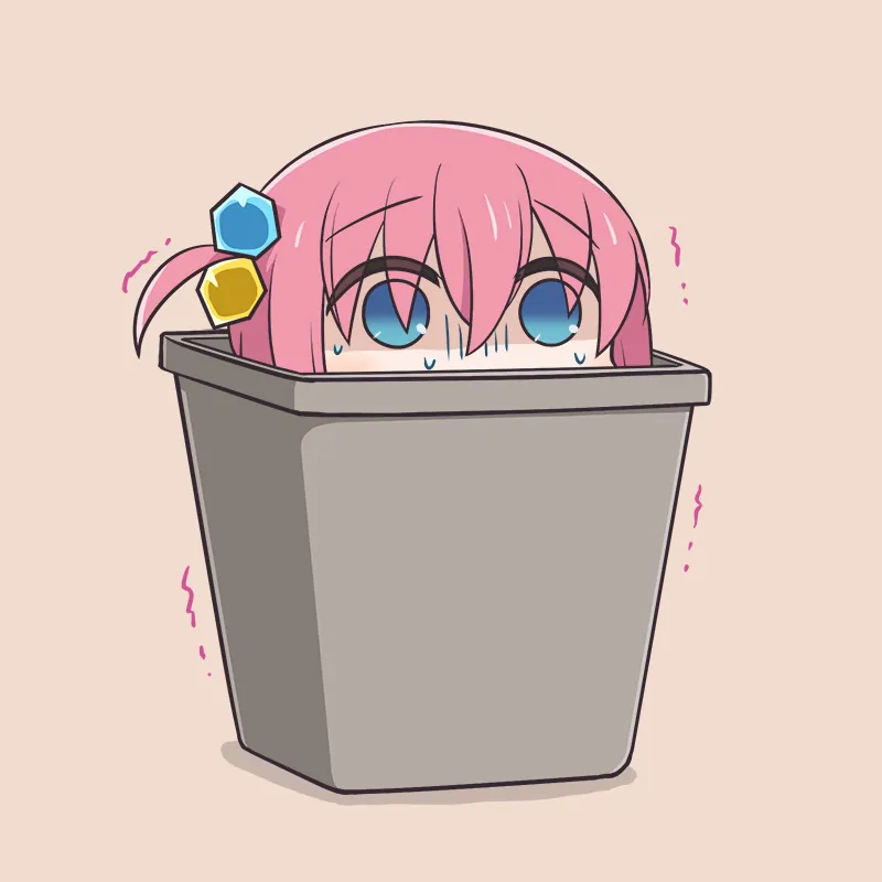 Bocchi Hiding in a Trash Can