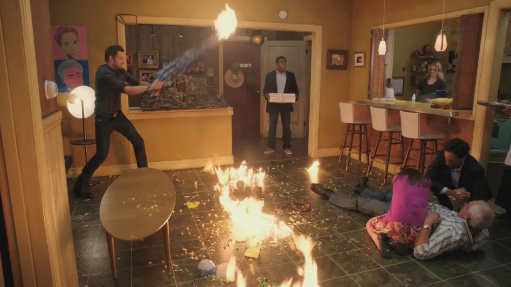 Troy Walks in With Pizza