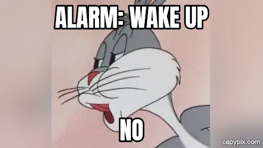 Bugs Bunny No meme example: Alarm: wake up / no