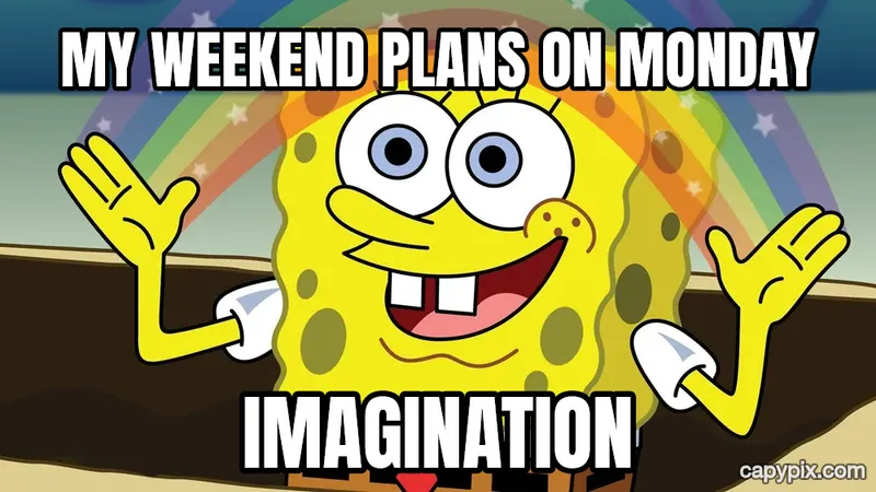 SpongeBob Imagination meme example: My weekend plans on Monday / Imagination