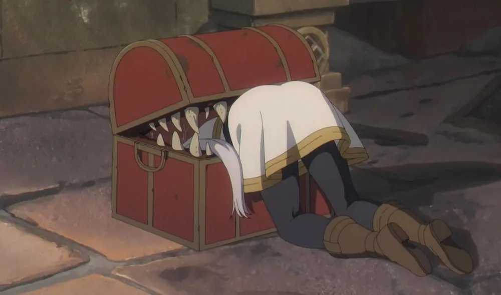 Frieren Stuck in a Mimic Chest