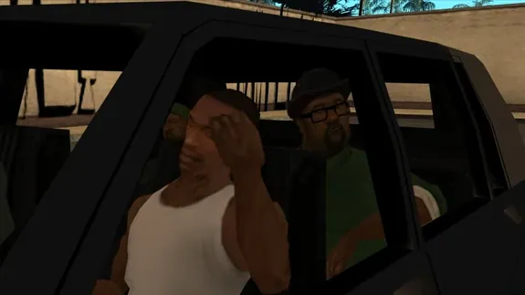 CJ and Big Smoke in the Car