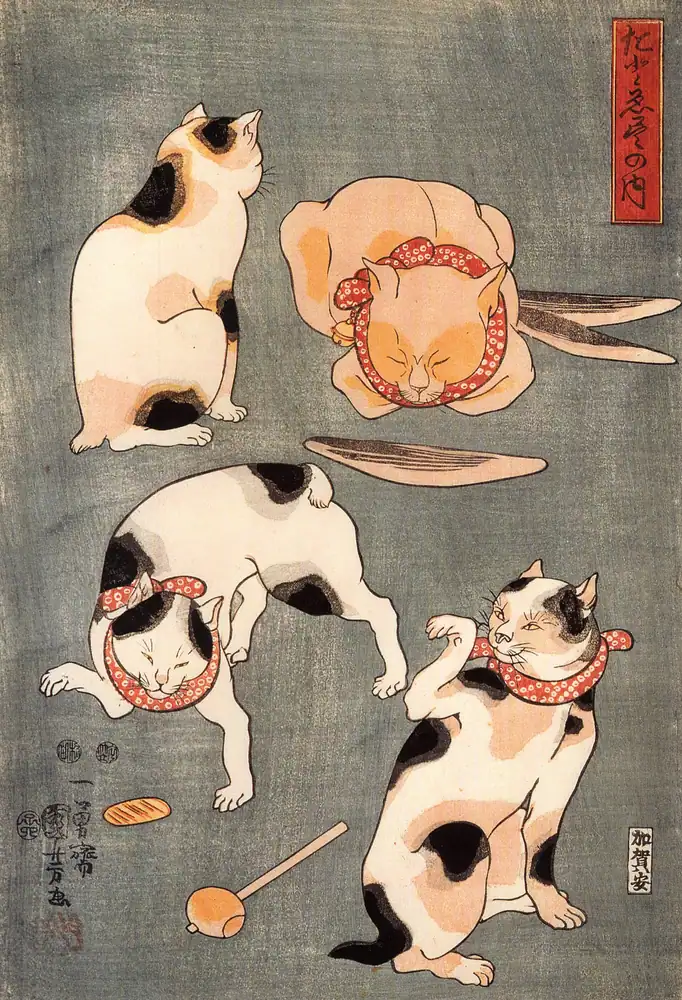 Ukiyo-e Cats Doing Things