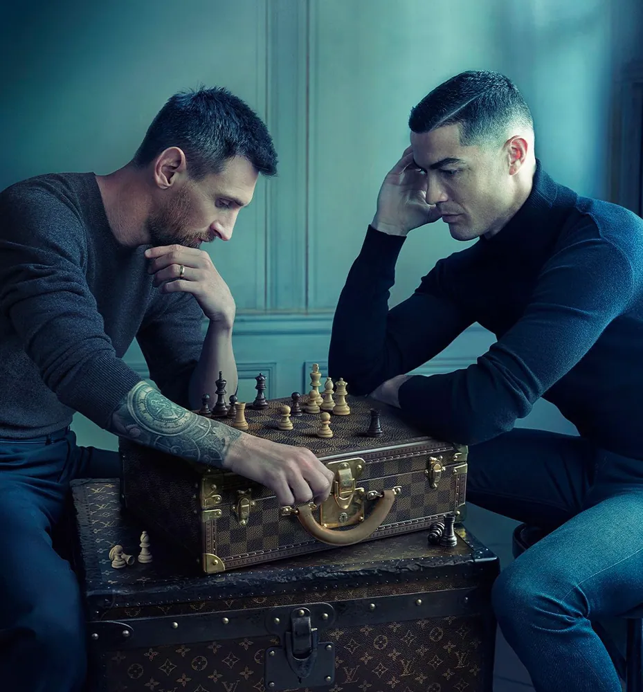 Messi and Ronaldo Playing Chess