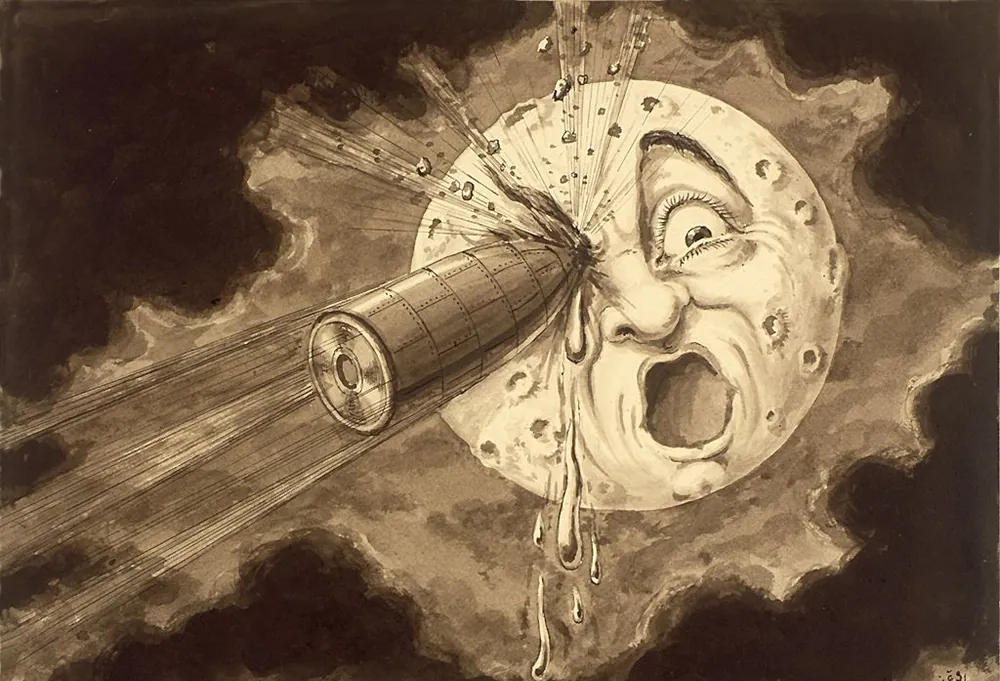 Rocket in the Moon's Eye