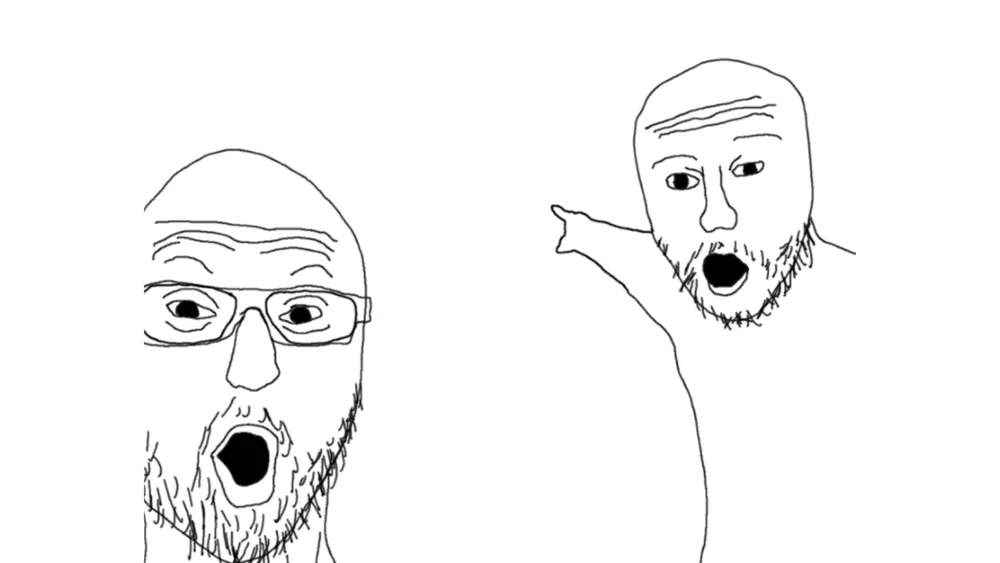 Two Soyjaks Pointing