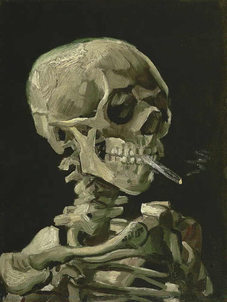 Skeleton Smoking a Cigarette